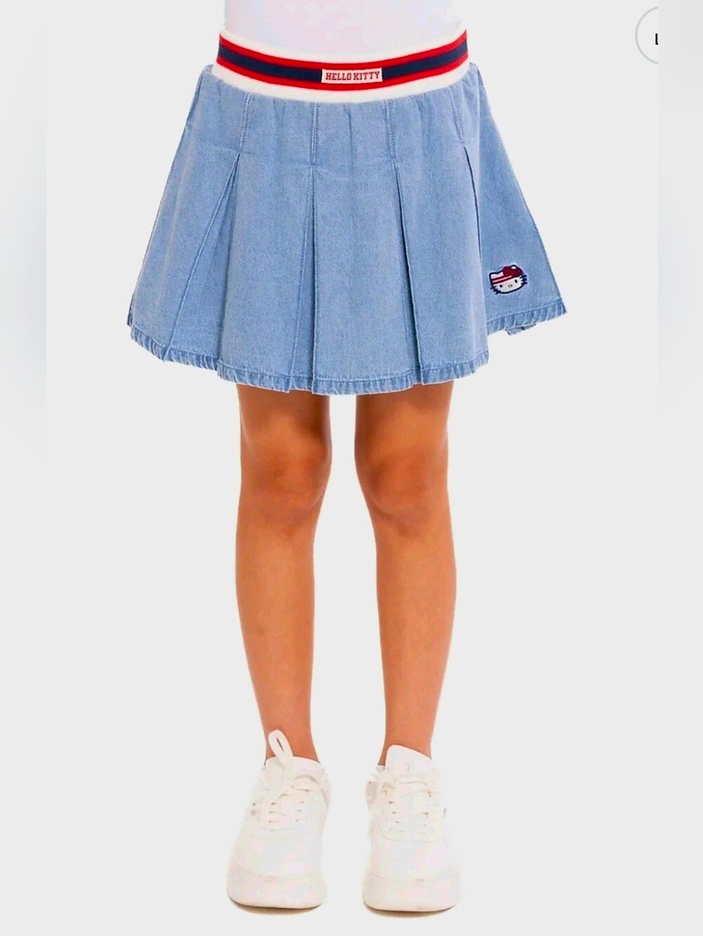 New Hello Kitty Sanrio Girls Cotton Denim Skort, summer / back to school, Size M - Picture 1 of 8